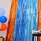 2-Pack Orange & Light Blue Foil Fringe Curtains 3.3x6.6ft Birthday Party Backdrop